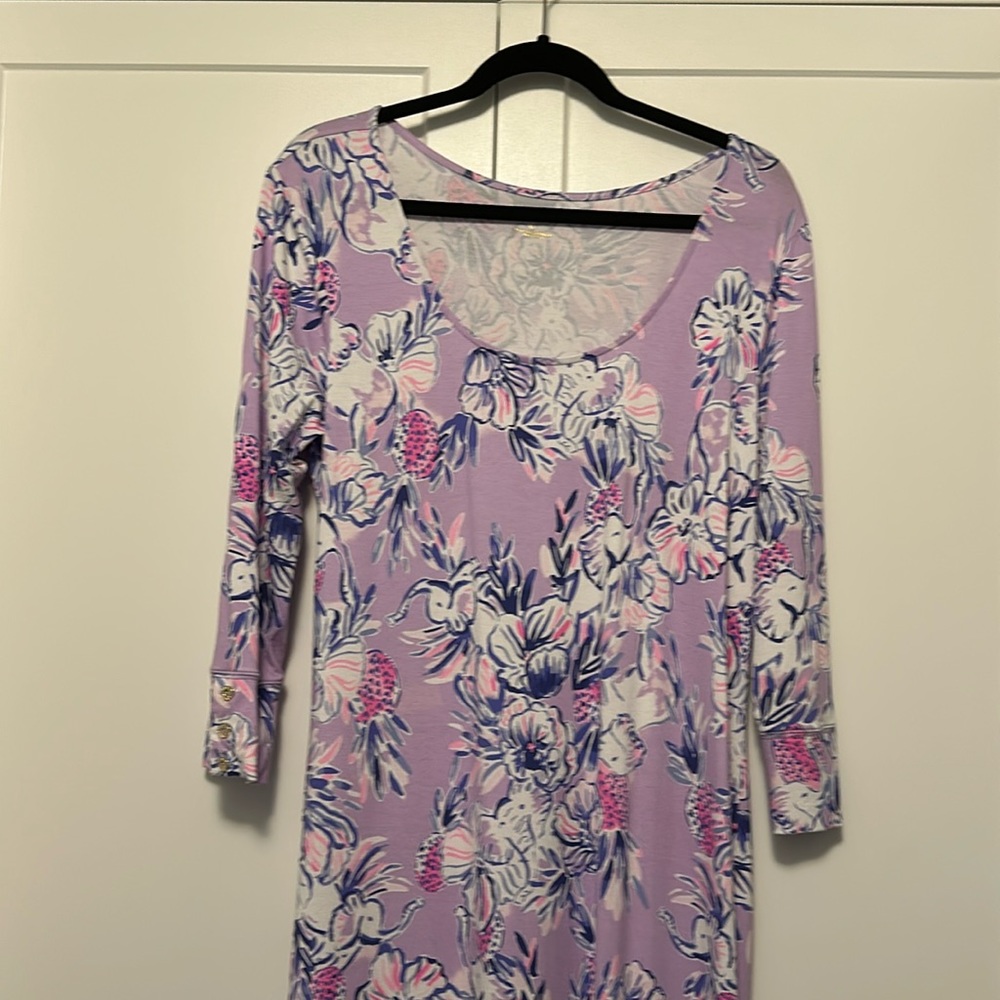 COPY - Lilly Pulitzer Zayda Maxi Dress Trunks In The Air design Lilac xl